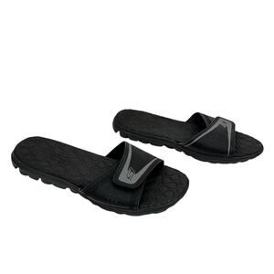 Sketchers‎ Black Faux Leather Padded Slip On Slides Flip Flops 9 Comfort Light